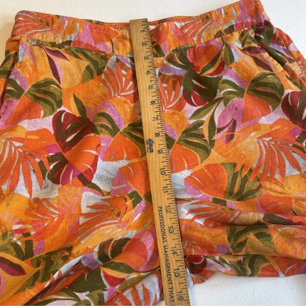 C&C California Women’s 100% Linen Colorful  Wide Leg Tropical Pants Size Large - Picture 9 of 15